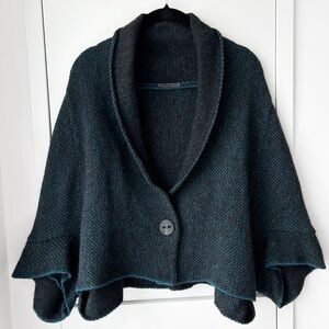 Oska teal wool shawl/cardigan